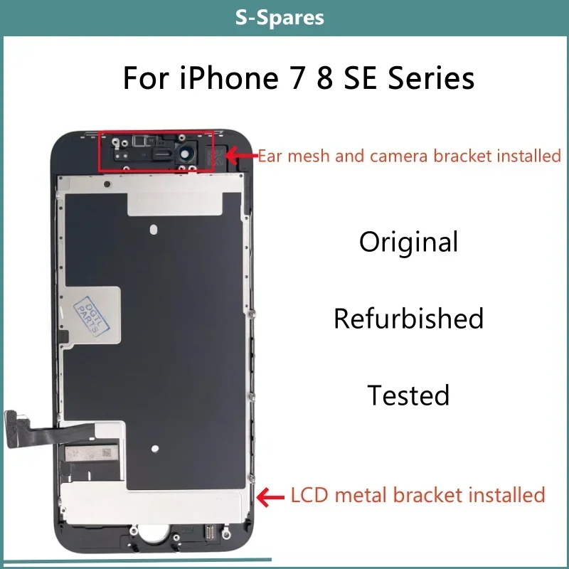 Official Original Screen Glass Replaced for iPhone SE3 7 8 Plus SE 2020, LCD Display Replacement, Tested, Glass Changed, A+++