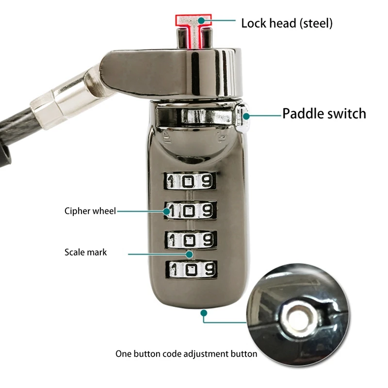 Blokady bezpieczeństwa laptopa z blokadą kabel do laptopa z zabezpieczeniem przeciw kradzieży 3 klucze 6.5 Ft Lomputer Lock kompatybilny dla laptopów, Imac, telewizor zewnętrzny