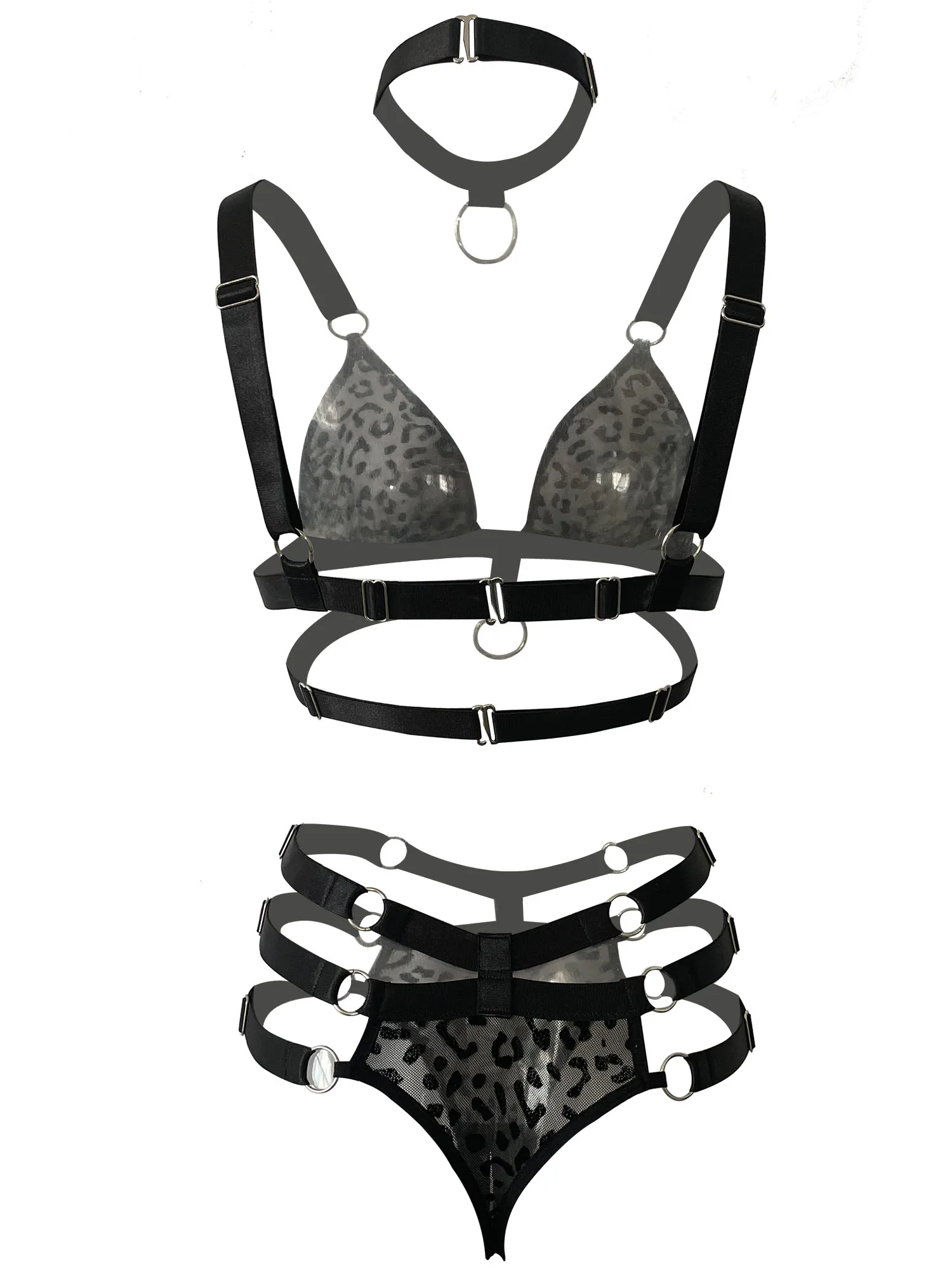 Mulheres Sexy Ver Através de Lingerie Set, Cordas de Sutiã, Bandagem Transparente, Halter Oco Out, Party Set