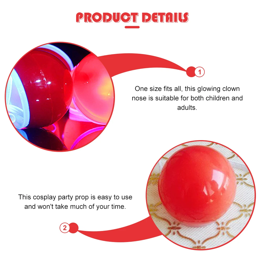 

5 шт. светодиодный светящийся нос клоуна, красное платье, реквизит для Хэллоуина, костюмный бал, товары для косплея, вечерние принадлежности, сценическое шоу, забавный аксессуар