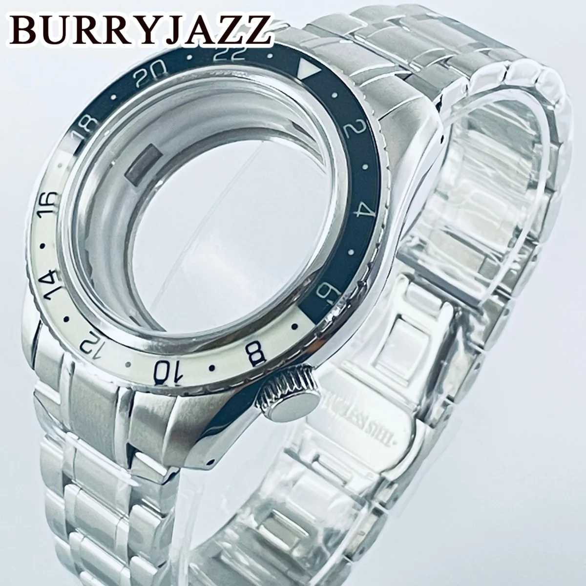 BURRYJAZZ 45mm NH34 Modified C3 Luminosas GMT Tai Chi Ring Mechanical Watch Case Waterproof Stainless Steel Watch Accessories