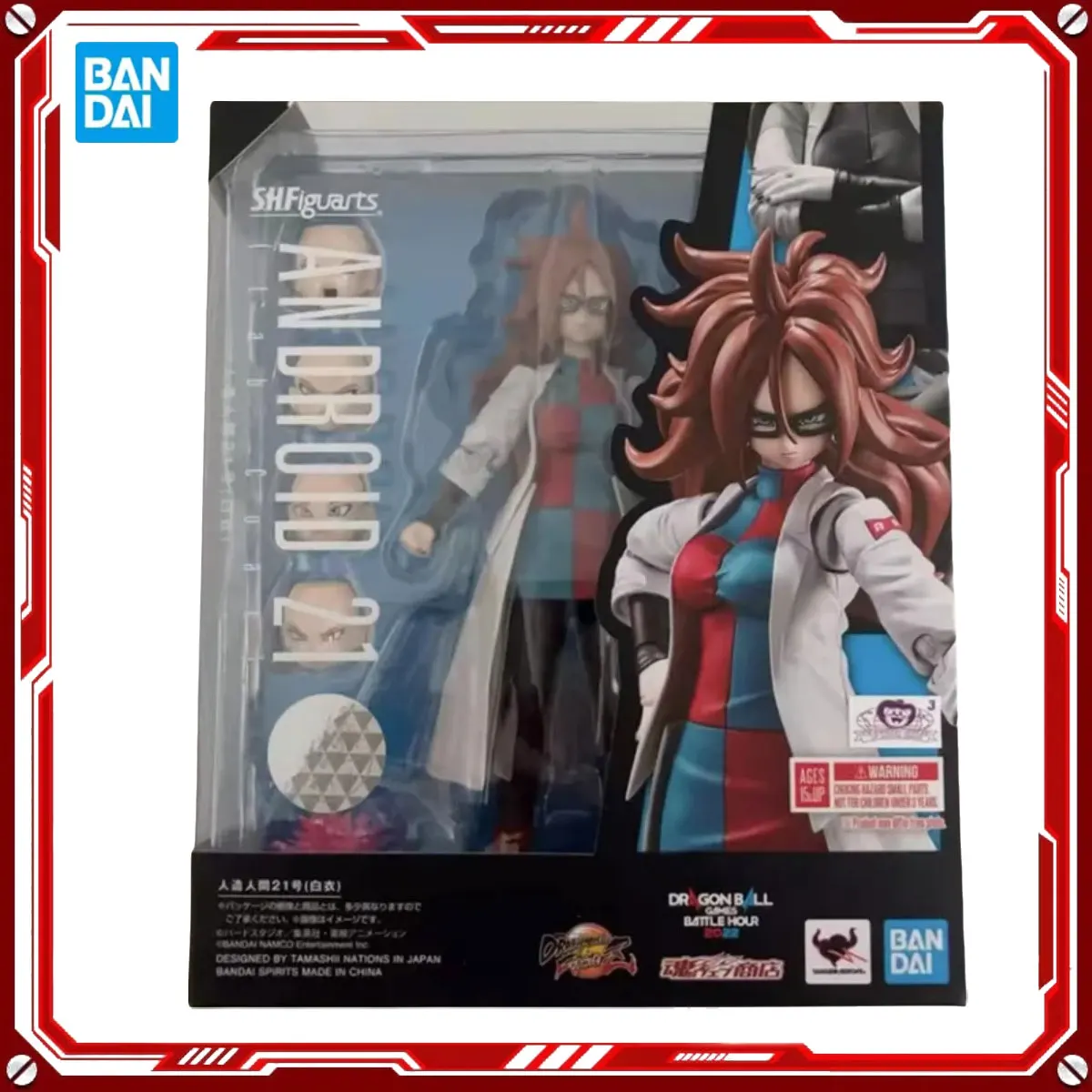 Bandai-Kits de modelos de Anime Dragon Ball auténticos, Android 21, bata de laboratorio, juguetes, figura de acción SHF, modelo de ensamblaje, regalo para niños y escuela