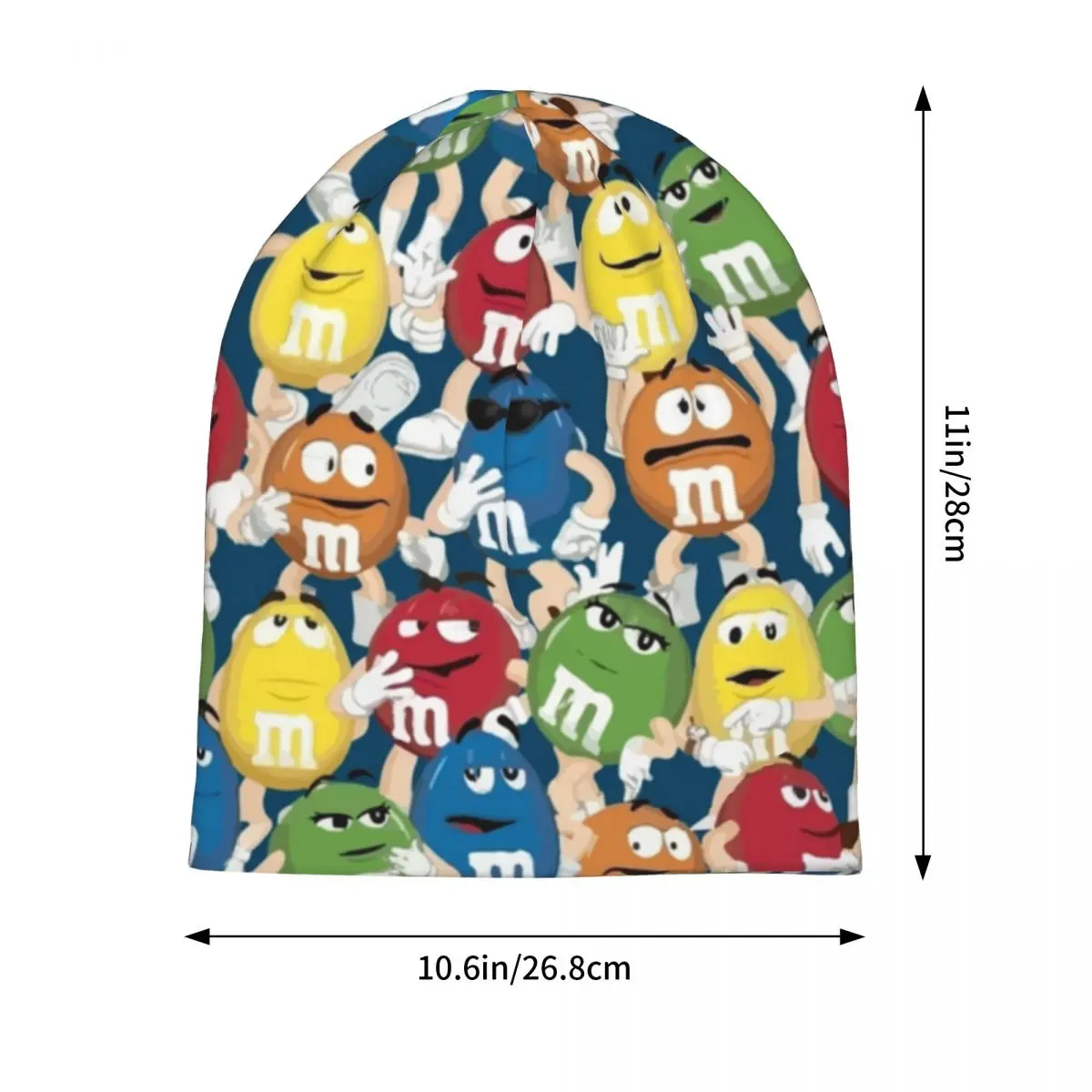 New M And M Characters Warm Knitted Cap Fashion Bonnet Hat Autumn Winter Outdoor Beanies Hats for Unisex Adult