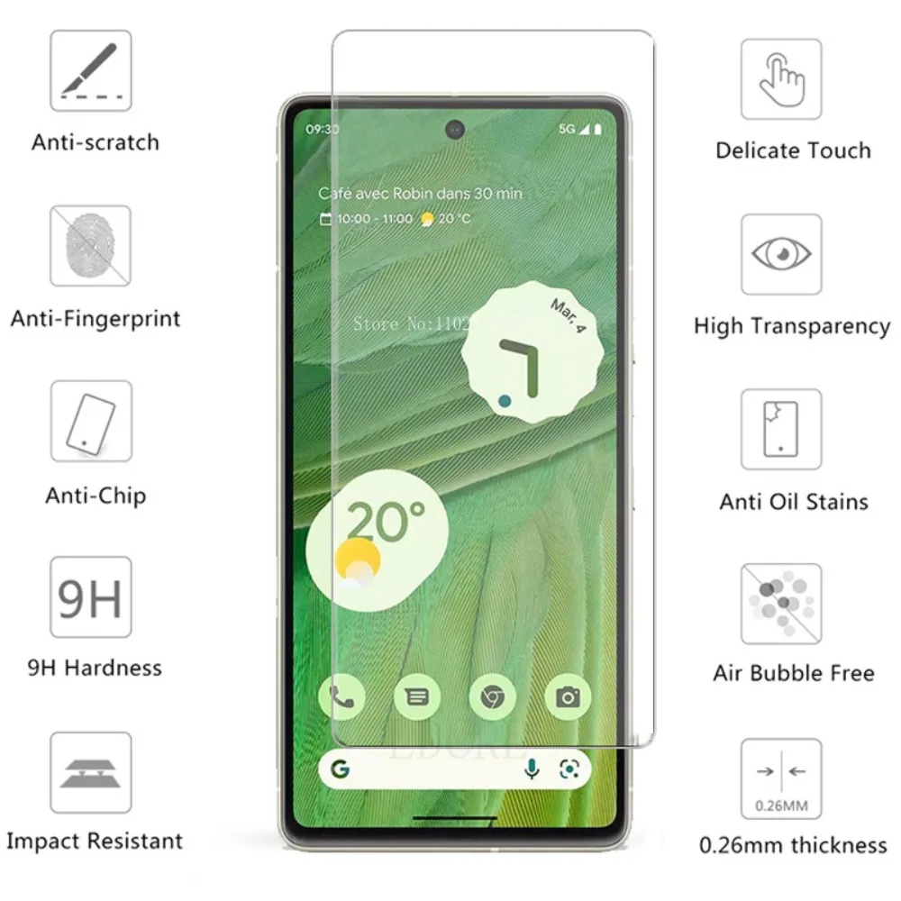 4PCS Tempered Glass for Google Pixel 8A 8 Pro 7 7A 6 6A 5 5A 4A 4 XL 3 9H Protective Transparent Screen Protector Film Glass