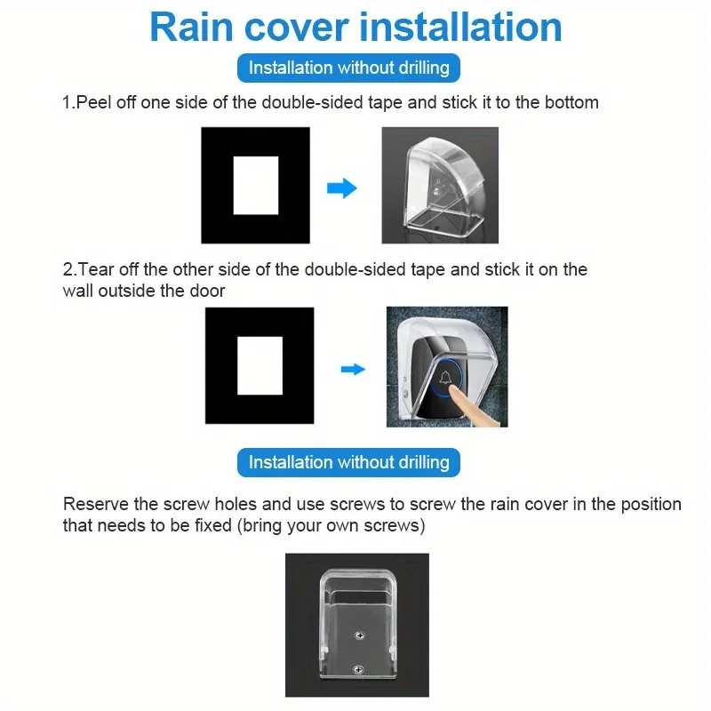 1 PC Wireless Doorbell COVER กันน้ํากลางแจ้ง Call COVER โปร่งใสประตูป้องกันฝุ่นแหวน Bell ปุ่ม Rain COVER
