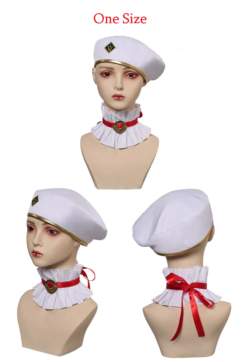 Caitlyn Cosplay Women Fantasia White Hat Cap Girdle Disguise Game LOL Halloween Carnival Costume Accessories Roleplay Scarf Prop