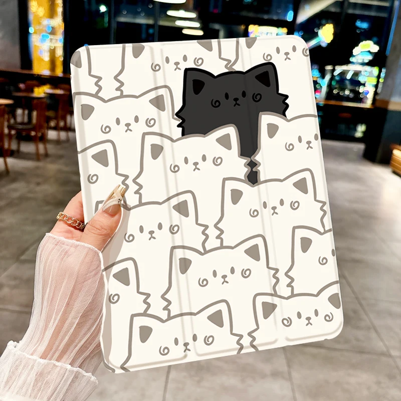 

Тройной чехол для планшета с милым котом для iPad pro 10/11/2020/6/7/8/Air 3rd/Air 4/9th Gen/Air 5-го поколения 2022/Air 11