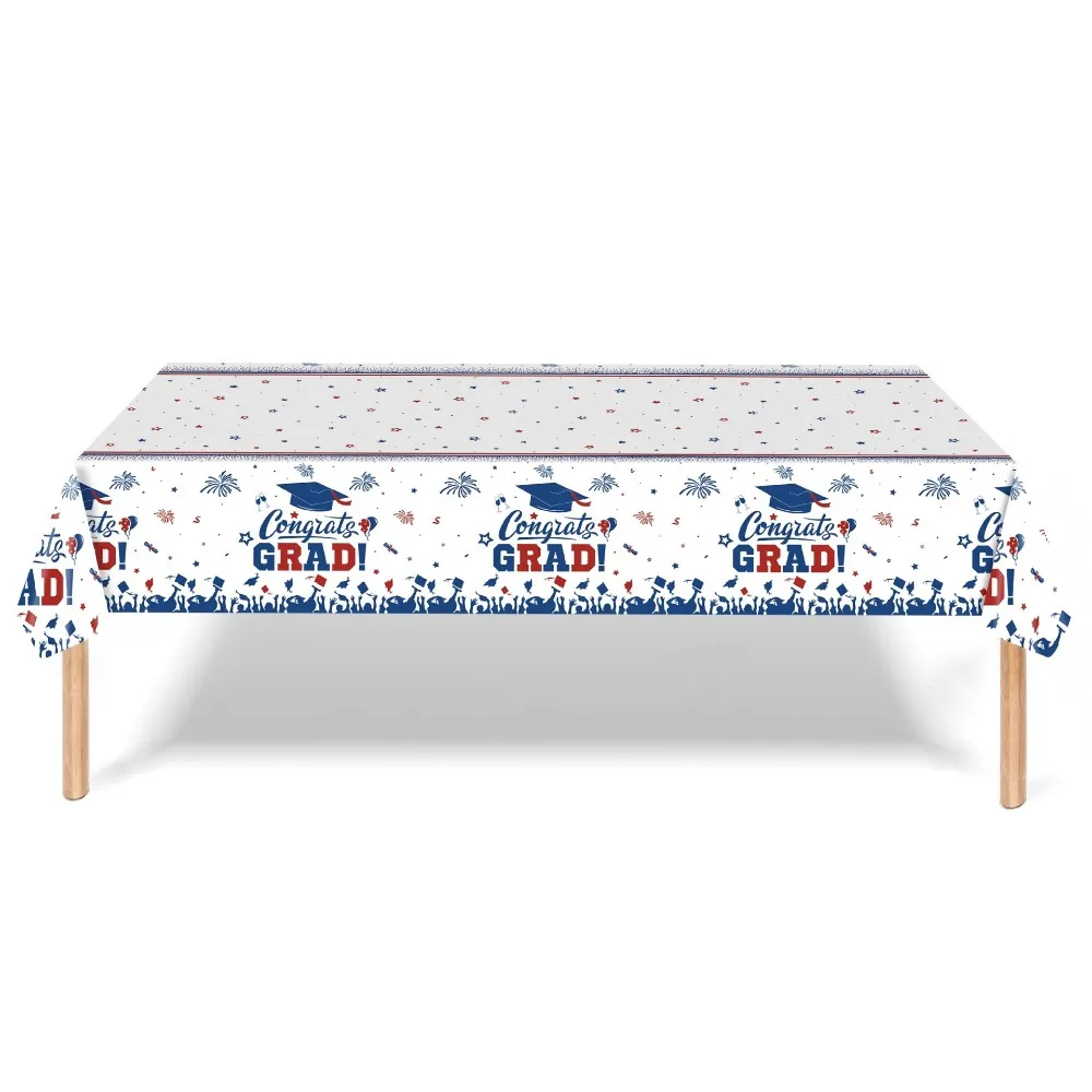 Waterproof Plastic Graduation Tablecloth Stars Design Diploma Pattern Disposable Table Cover Graduation Cap Party Decorations