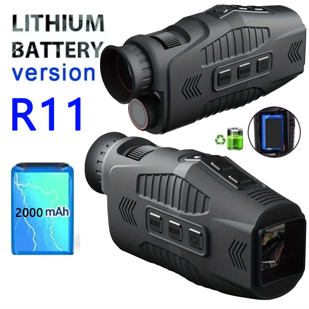 R11 1080P جهاز أحادي العين للرؤية الليلية بالأشعة تحت الحمراء ليلاً للاستخدام في الصور والفيديو 10XDigital 300M عرض مظلم كامل مسافة للصيد