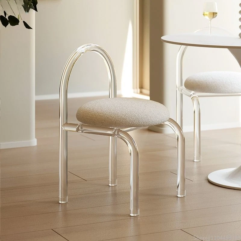 

Nordic Minimalist Bedroom Makeup Chair - Transparent Acrylic Lounge Chair with Backrest for Home Use