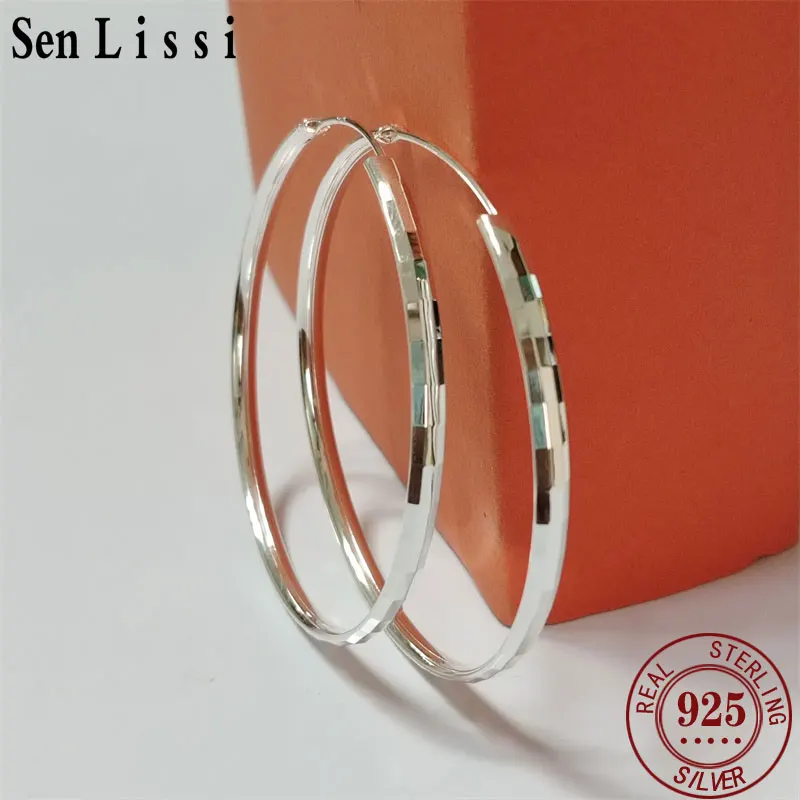 Senlissi -  Big Round Hoop Earrings For Women 925 Sterling Silver Rose gold New Fashion Party Luxury Jewelry Accessories L013