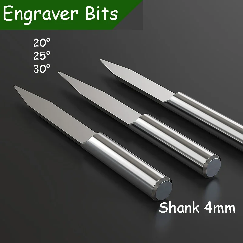 

Extended Flat Bottom Engraver Bits 4mm Shank CNC Carving Router Cutters Tungsten Steel V Shape Milling Woodworking Tools
