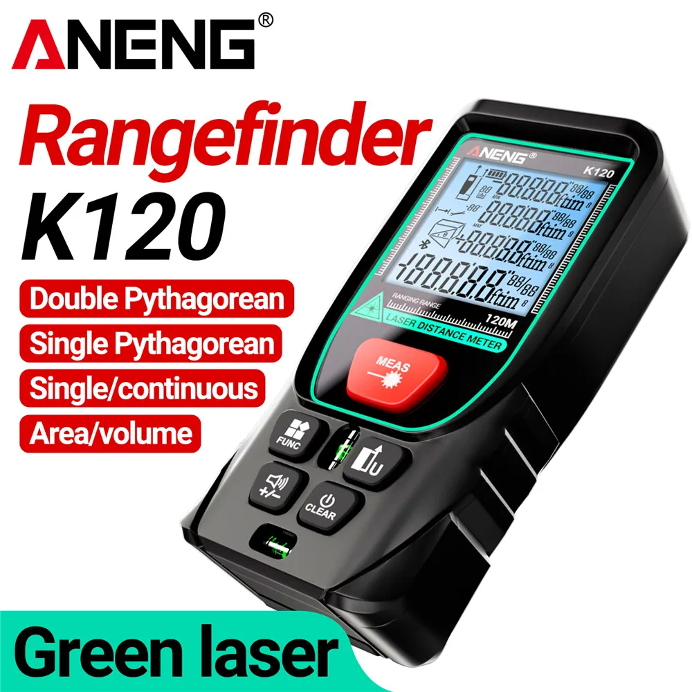 ANENG K50/70/100/120 Laser Rangefinder Green Light Laser Distance Digital Volume/Area Measure Measurable Angle Laser Tester Tool