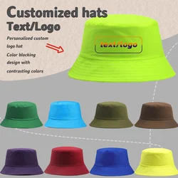 Custom Logo Pure Cotton Four Seasons Solid Color Bucket Hat Embroidery Print Diy Sunshade Men and Women Panama Bob Cap Gorras