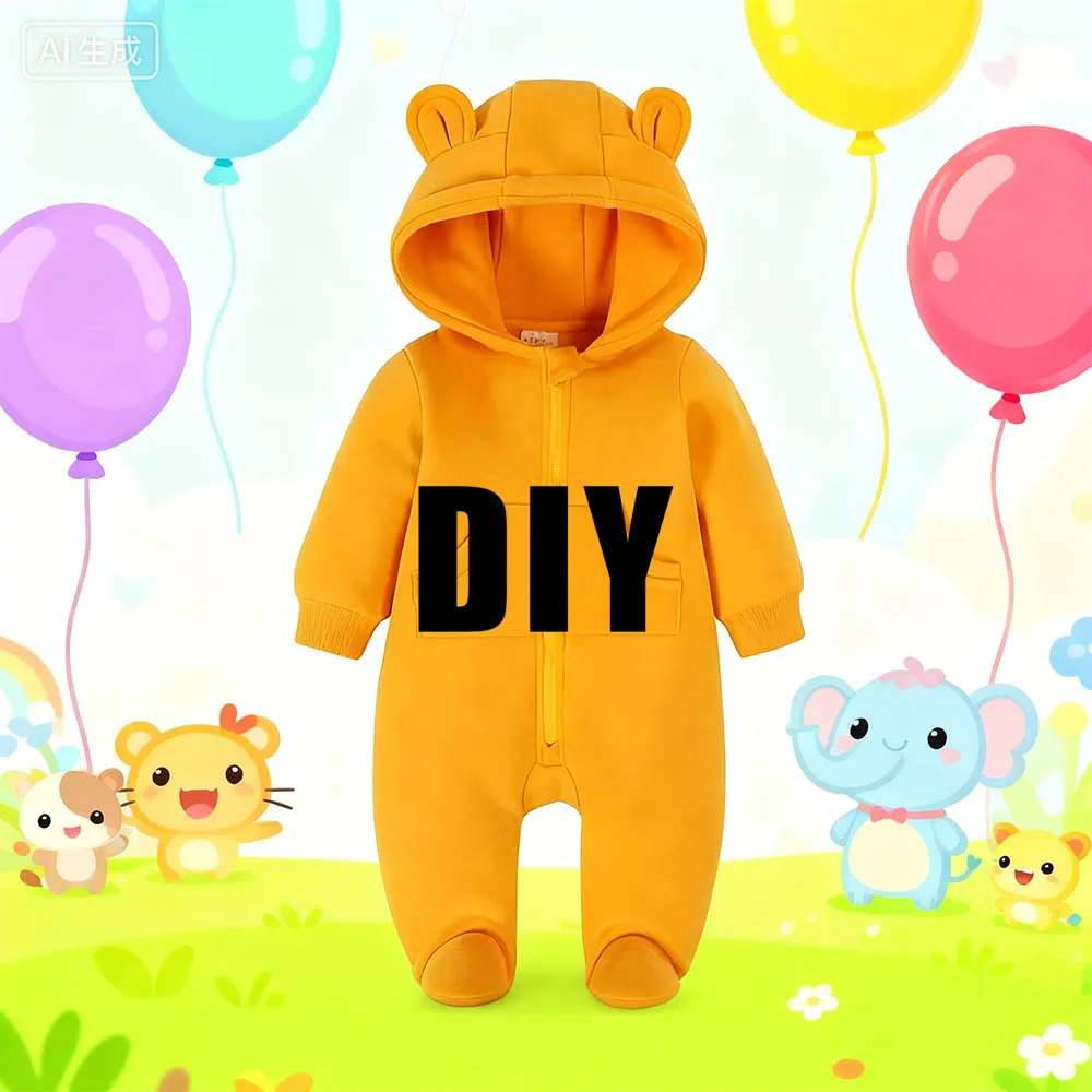 2025年新作-動物型-厚手ジャンプスーツ-ベビーdiy服-新生児-足を包む這い服