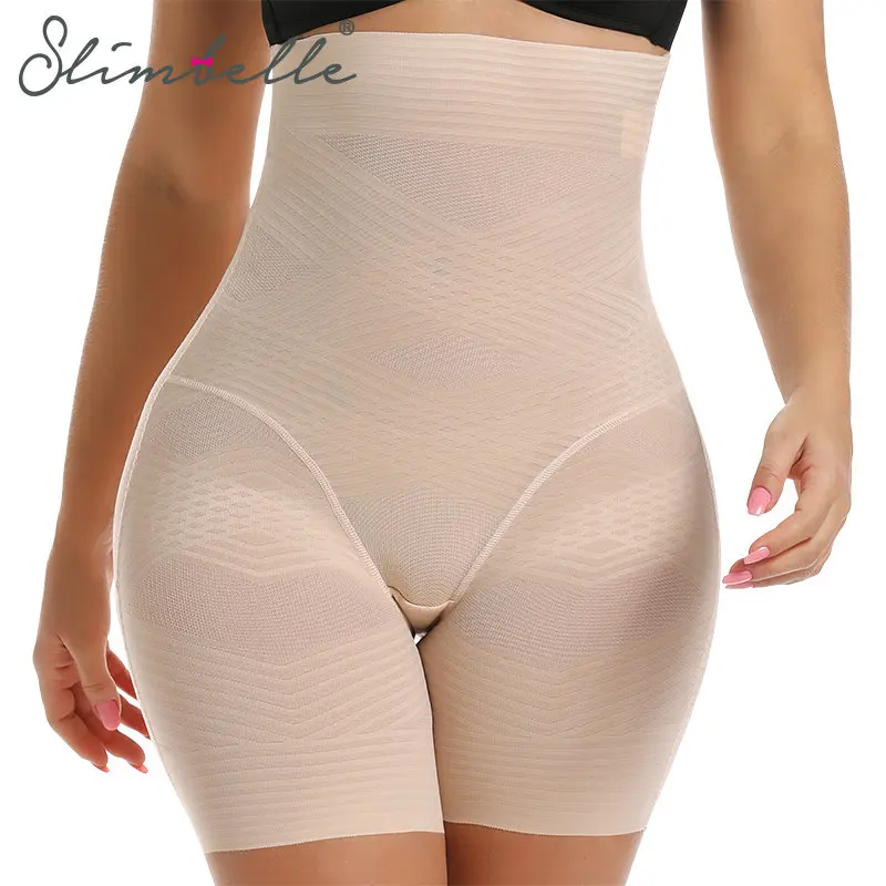 Plus Size Women High Waisted Body Shaper Boyshorts Waist Trainer Tummy Control Shaping Slimming Briefs Butt Lifter Shapewear