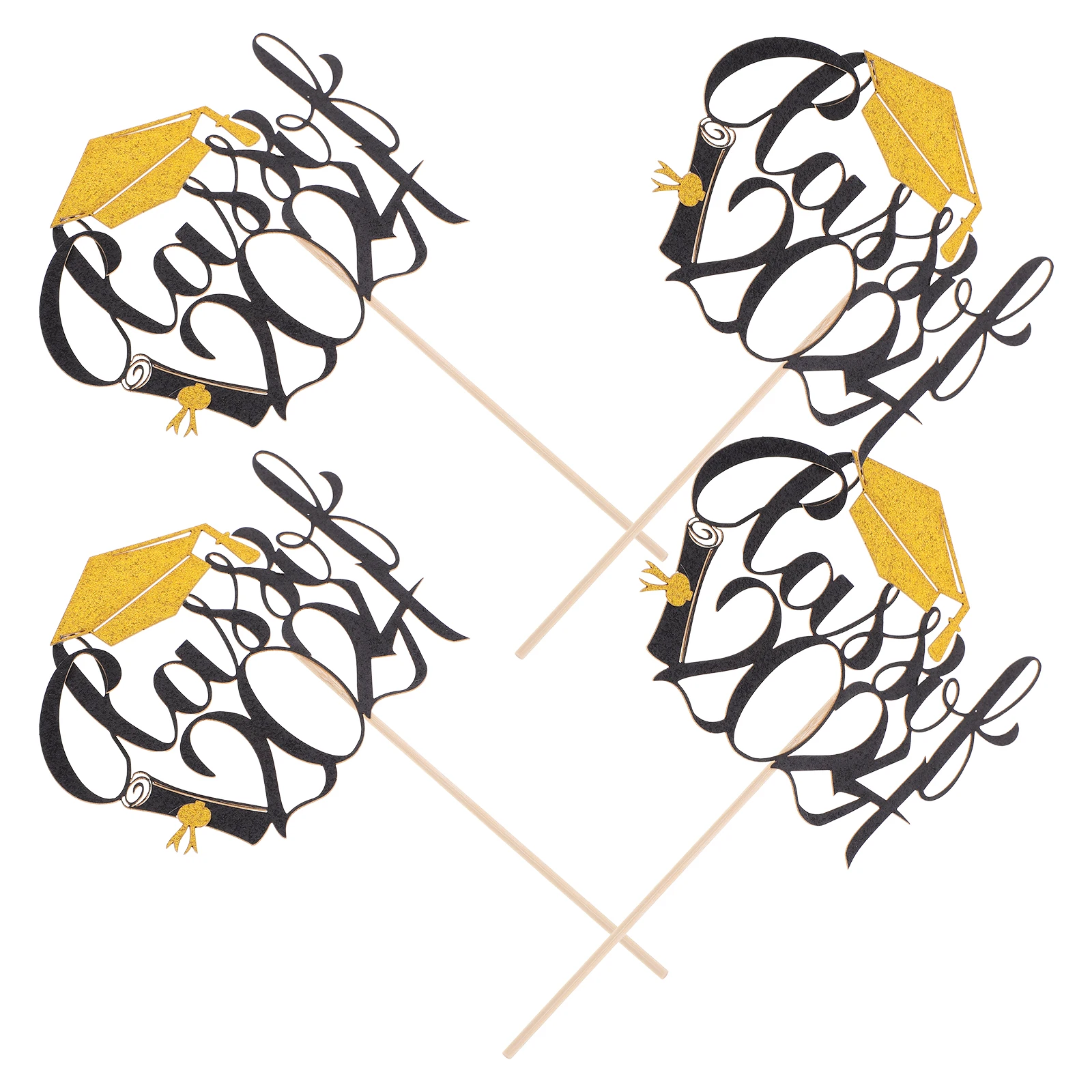 

6pcs Black Classof2024 Gold Doctor Hat Cake Picks Graduation Party Decoration Dessert Inserts Cake Ornaments Safe Materials