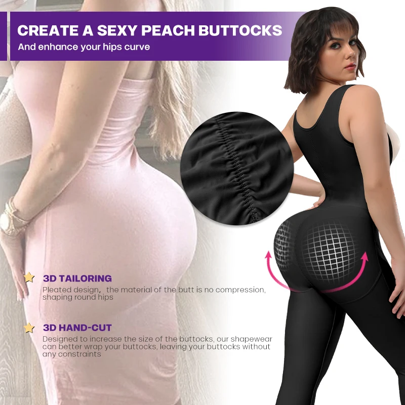 Compression Tummy Control Full Body Shaper Women Lipo Post Op Recovery Hip Enhancer Open Crotch Shapewear Bodysuit Faja Stage 1