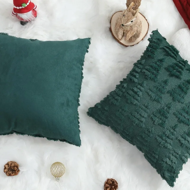45 x 45 cm Weihnachtsbaum-Plüschmuster-Kissenbezüge 2025, Frohe Weihnachten, Dekoration für Zuhause, Weihnachtsgeschenke, Neujahr, Sofa-Dekoration, Navidad – Detail 3
