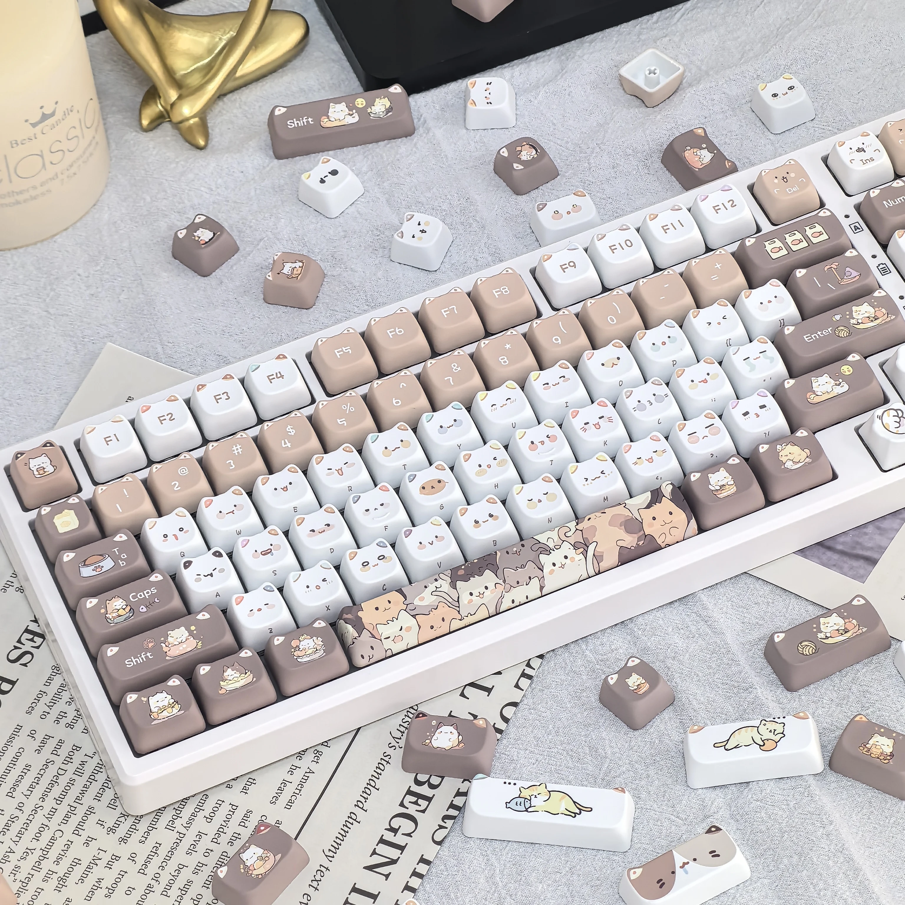 

Cute Meow Keycaps Cat Head MAO Profile PBT Key Cap Dye Sublimation for MX Mechanical Keyboard KeyCap Keyboards Accessories