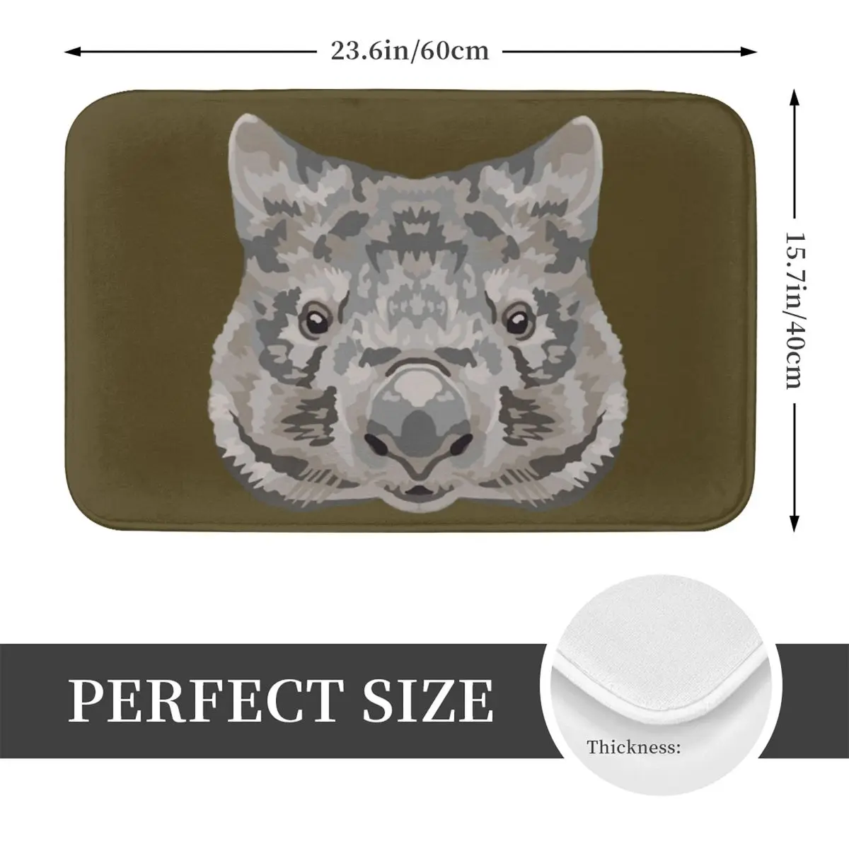 Common Wombat Face Non-slip Doormat Floor Mat Washable Carpet Rug for Kitchen Entrance Home Balcony Footpad Mats