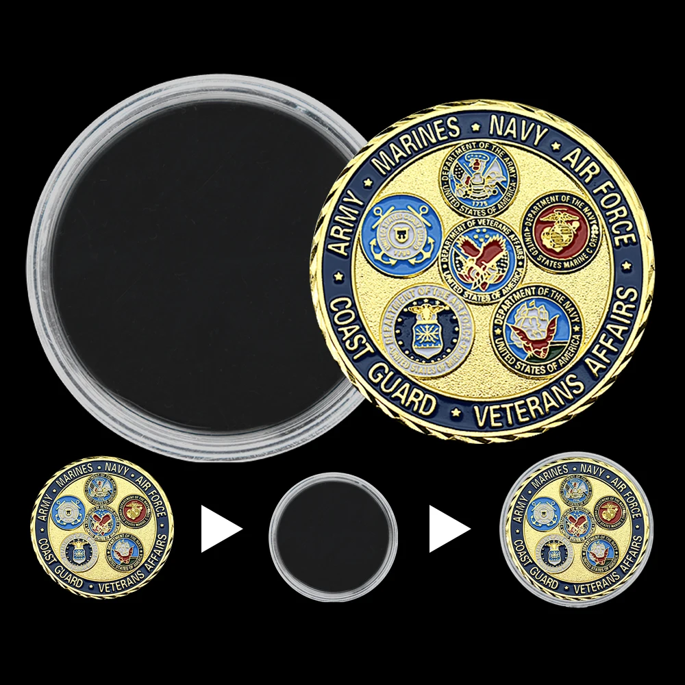 التحدي العسكري الأمريكي عملة الجيش البحرية مشاة البحرية سلاح الجو حارس السواحل شؤون المحاربين القدامى كابيتول لياسون هدية تذكارية