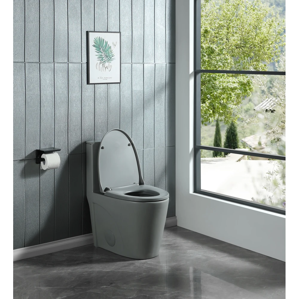 

1.1/1.60 GPF Dual-Flush One Piece Toilet, Water-Saving Elongated Comfort Height Floor Mounted, Soft Close 1000 Gram Map