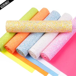 QIBU 50x120cm Wholesale Faux Leather Roll Shiny Chunky Glitter Fabric by Meter Handmade Bags Materials DIY Hairbow Accessories