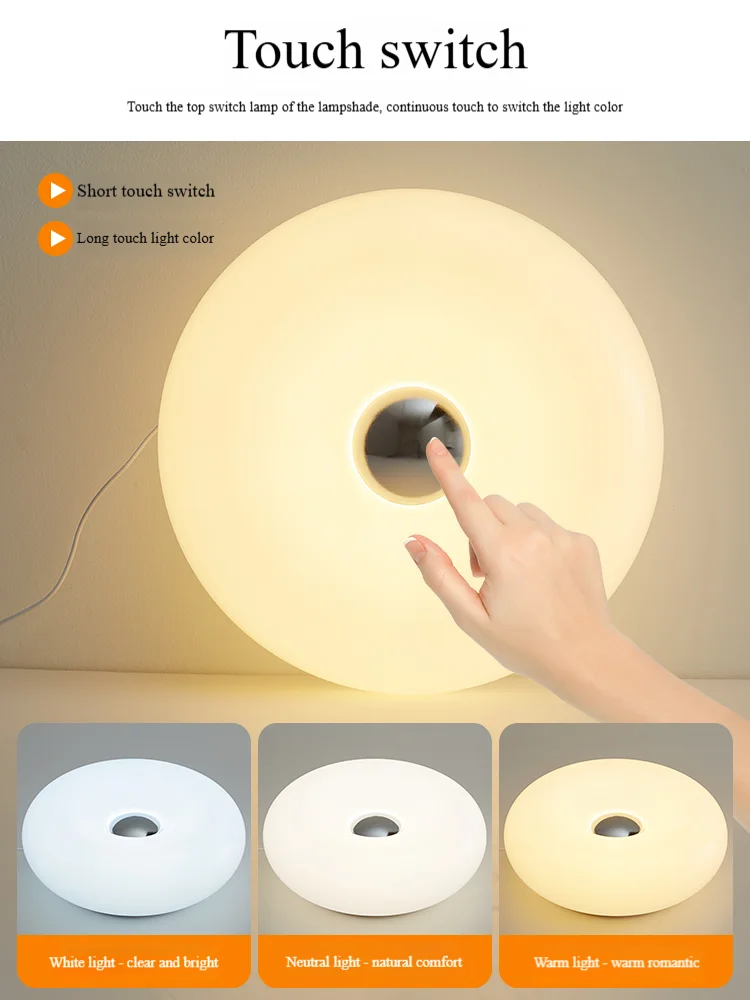 USB Plug Doughnut Table Lamp Bedroom Bedside Ambient Light Bauhaus Living Room Dining Room Decorative Light(Not Glass)