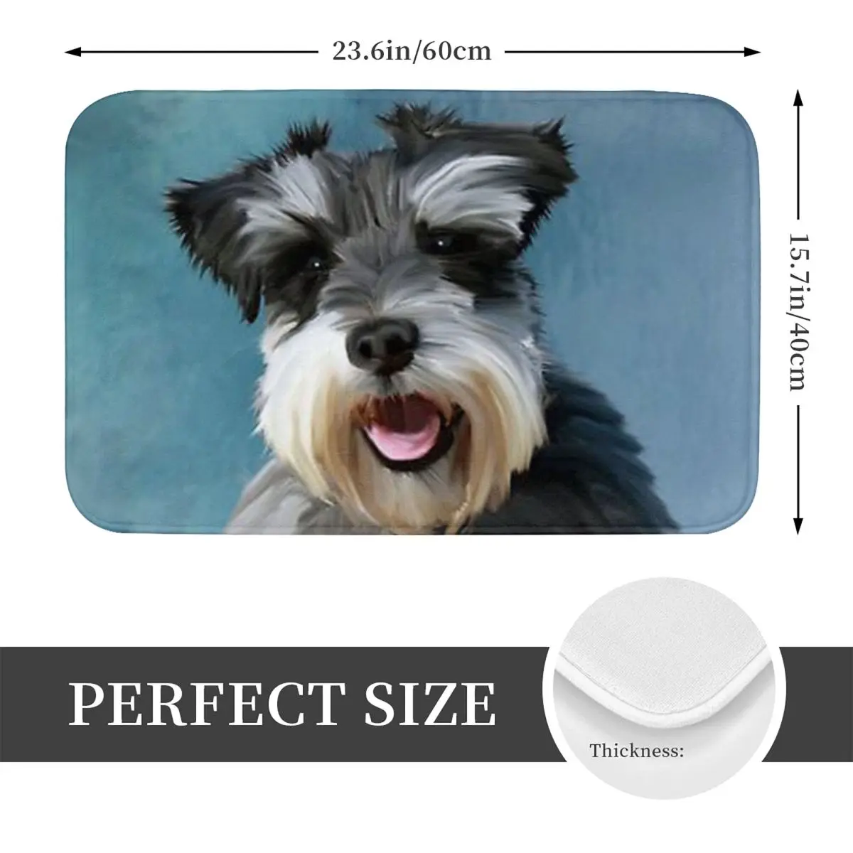 Miniature Schnauzer Dog Water Color Art Painting Anti-slip Doormat Floor Mat Carpet Rug for Kitchen Entrance Home Footpad Mats