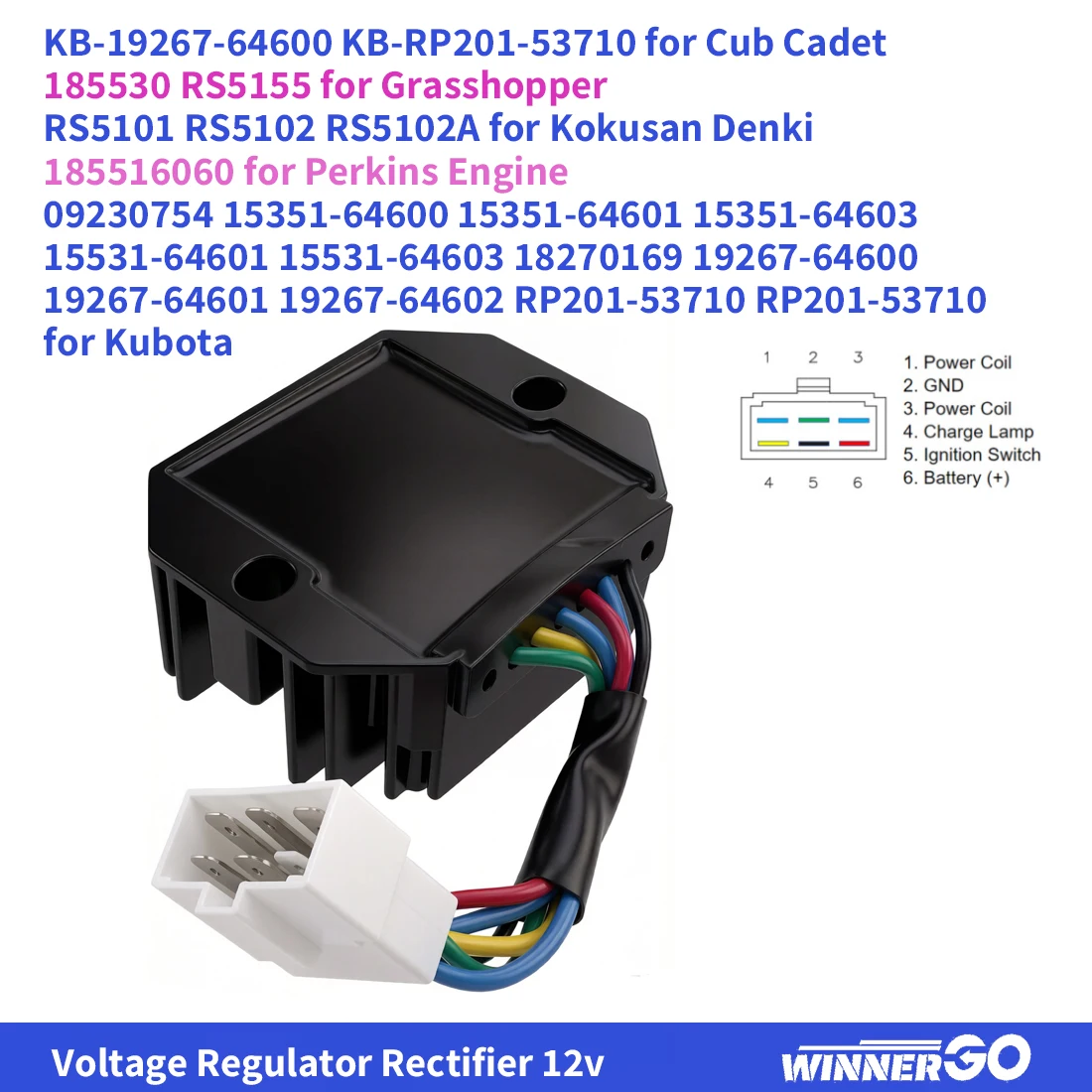 12V 15531-64603 Spannungsregler Gleichrichter für Kubota ZD18 ZD21 ZD25 K008 KH007 KH35 RTV500 Yanmar 186D 1983 YM122 YM126 YM140 – Detail 1