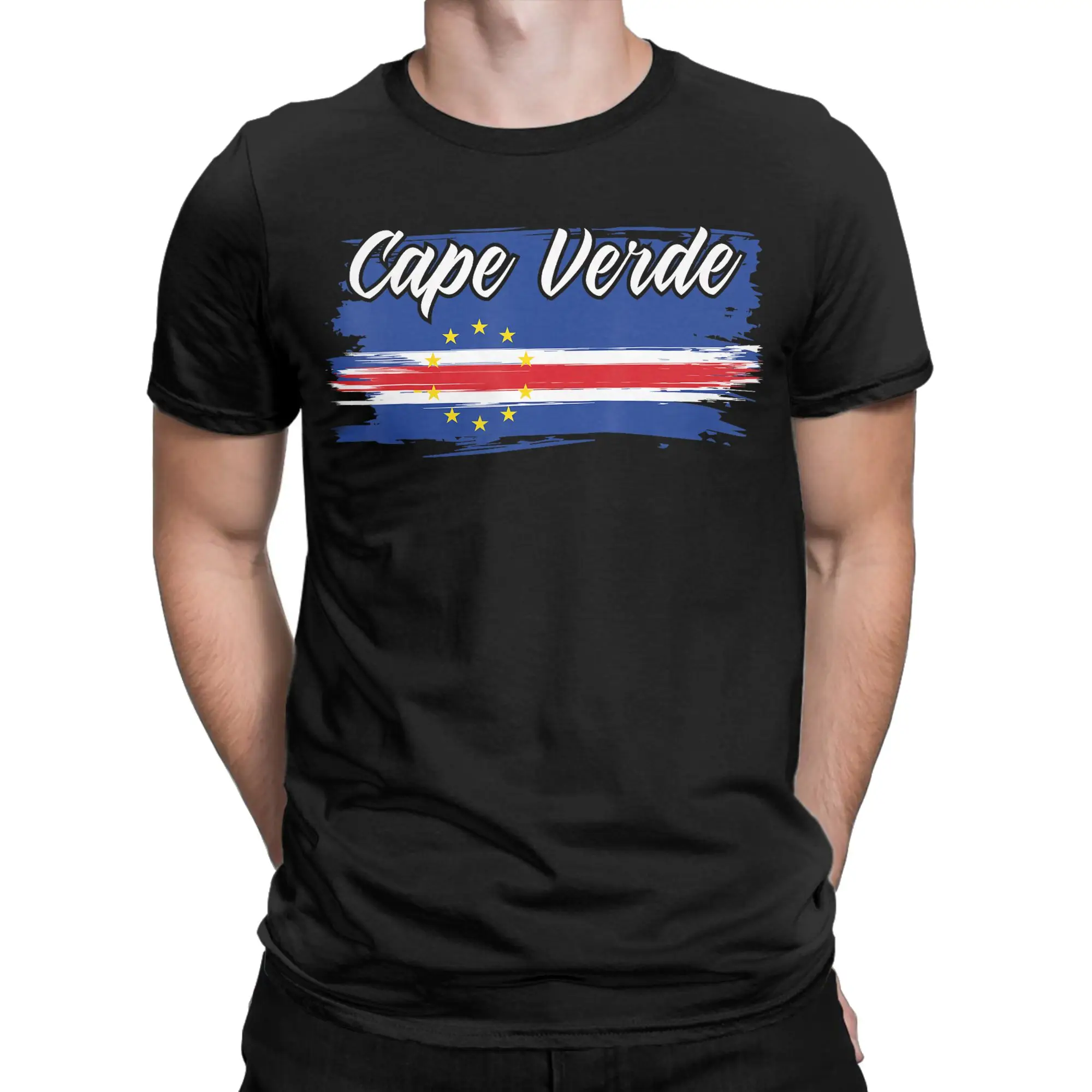 Men Cape Verde Flag Cabo Verde T Shirt  100% Cotton Clothes Fun Short Sleeve Round Neck Tee Shirt Gift Idea T-Shirt