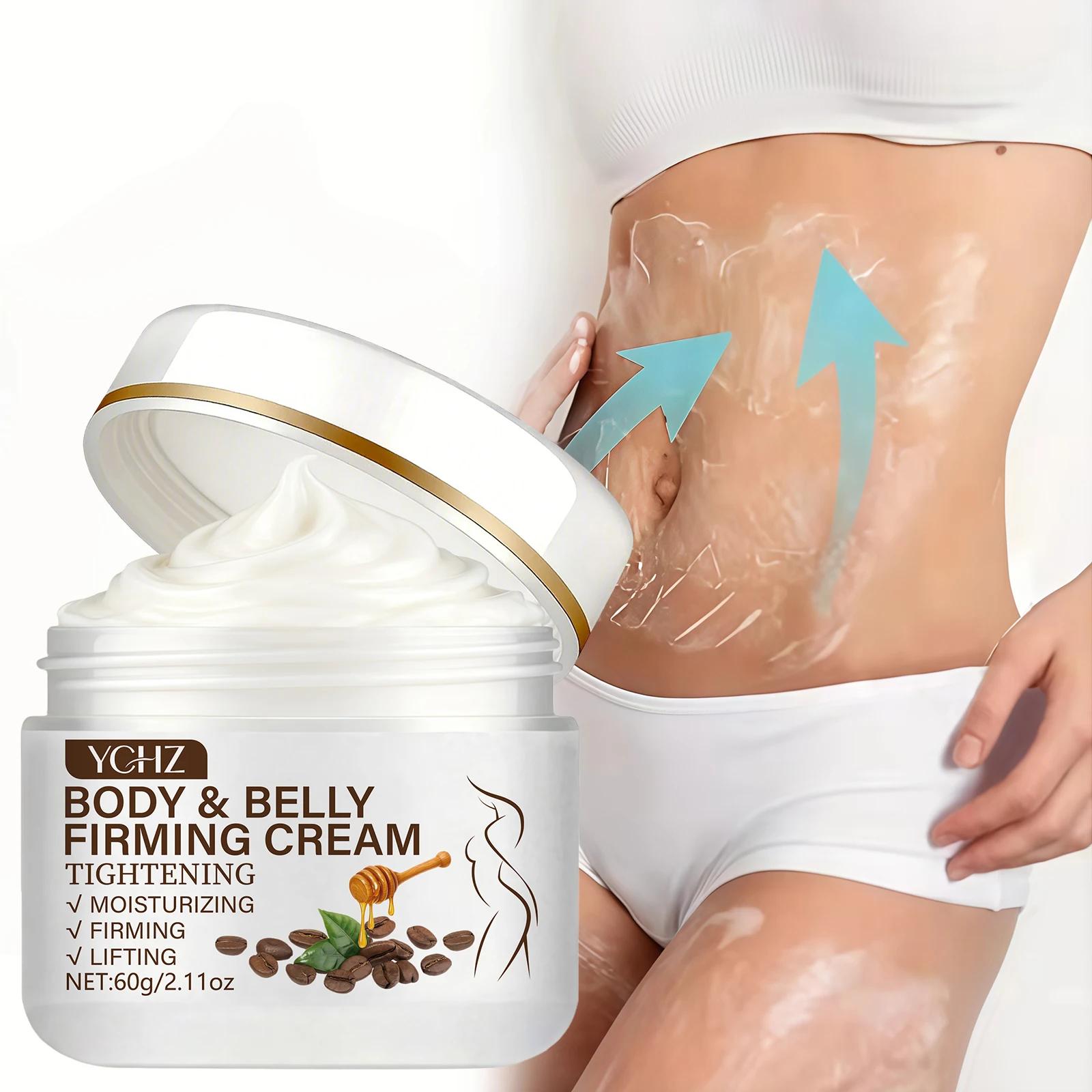 Caffeine Moisturizing Cream, Provides Moisturizing and Lifting Effects, Non-Greasy, Suitable for Arms, Thighs, and Abdomen, Multi-Functional Moisturizing Cream Rich in Coffee Seed Extract