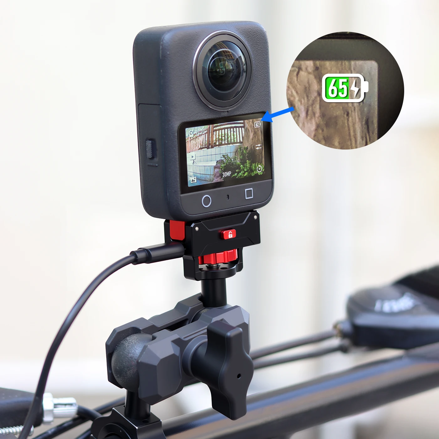 Suporte Magnético de Liberação Rápida para Câmera de Ação DJI Osmo 360, Base de Carregamento com Porta USB-C, Tripé 1/4, Bastão de Selfie, Suporte para Motocicleta