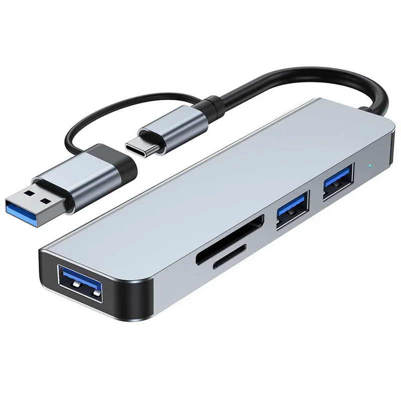 

5 Ports 2-In-1 USB 3.0 HUB Type-C Adapter USB3.0+USB2.0+SD+TF Multi-Port USB Splitter Expander for PC Computer