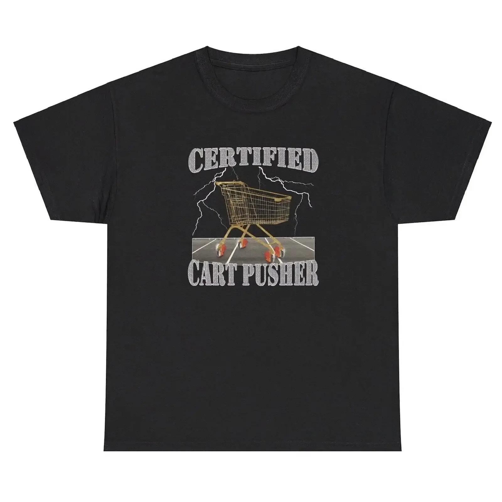 Certified Cart Pusher T Shirt Funny Sarcastic Specific Grocery Meme Gag  vintage Washed fashion Top For Everyday Wear Unisex
