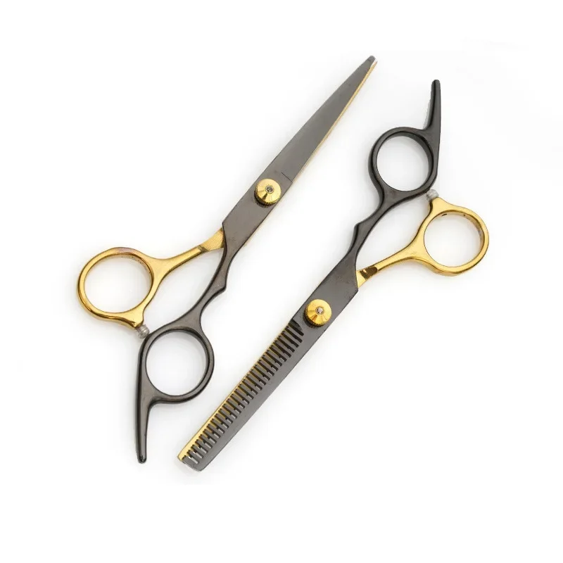 Professional Hair Cutting Scissors, Home Hair Cutting Barber/Salon Thinning Shears, Stainless Steel Hairdressing Black Golden