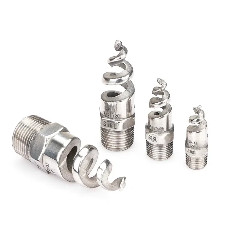 

10pcs Spiral Spray Nozzle 1/4" 3/8"1/2" 3/4" 1"1 1/4" 316 Stainless Steel Cone Head Atomization Jet Nozzles Sprinkler Garden NPT