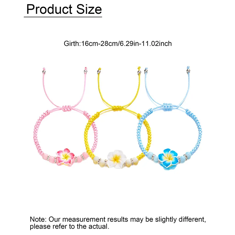 أساور هاواي للنساء البوهيمي المنسوجة أساور الزهور الاستوائية اليدوية جديلة الصيف الشاطئ مجوهرات للبنات اكسسوارات