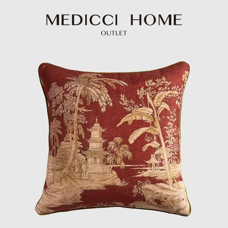 Medicci Home Morris Garden Inspired Pillowcase The Lost Mysterious Kingdom Building Print Cushion Cover For Living Room Sofa Bed