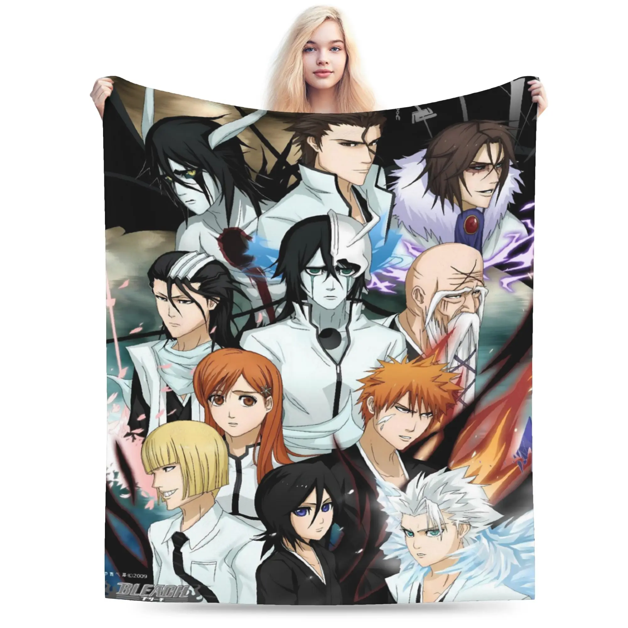 Ichigo Uryu Chad Team Super Warm Blankets Bleached Camping Plush Bedding Throws Pattern Home Decor Flannel Bedspread Sofa Bed