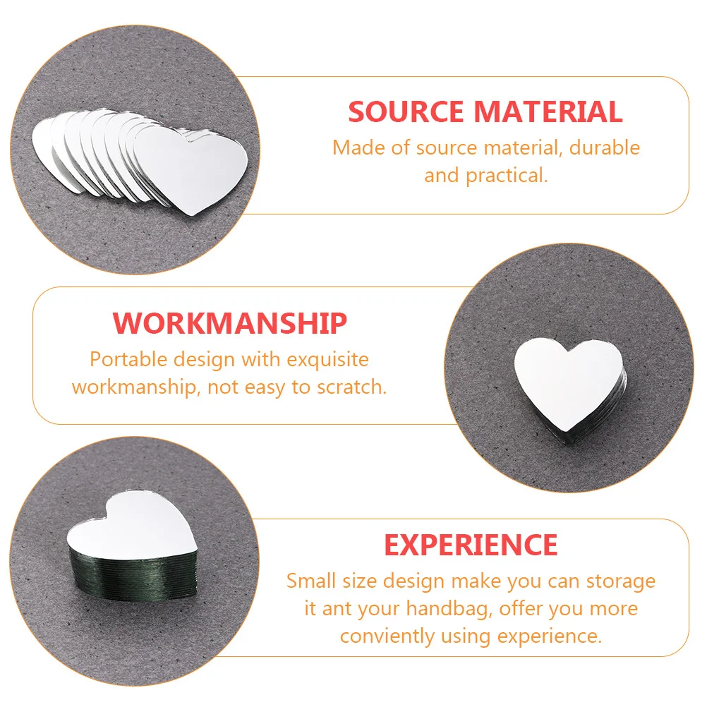 30-teiliges DIY-Herzspiegel-Set, herzförmige Mini-Spiegel für Make-up-Bastelprojekte, tragbar, Taschenformat, glatte Kante, weibliches Geschenk