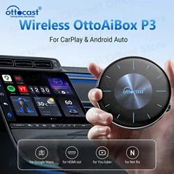 OTTOCAST OttoAibox P3 CarPlay AI Box Wireless Android Auto Smart TV Box Support for HDMI output Car Accessories for Benz VW Audi
