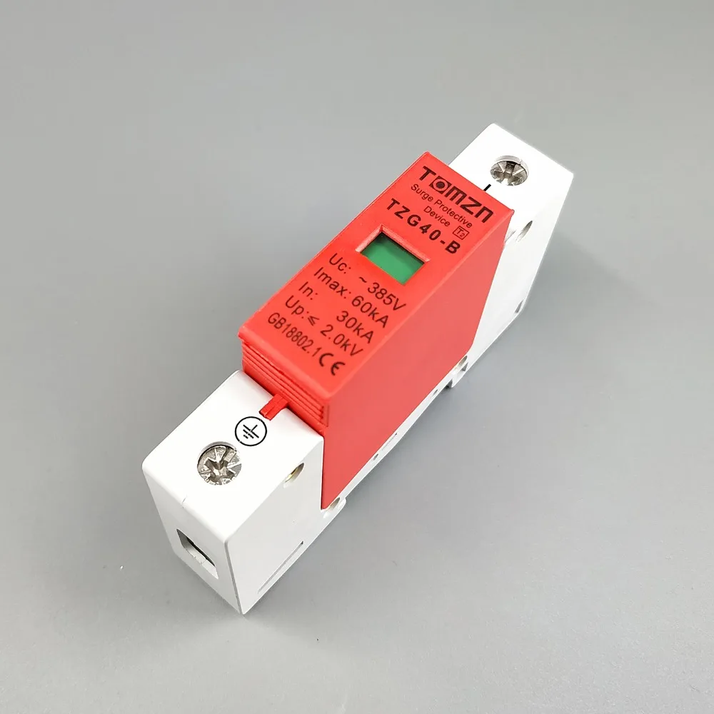 AC SPD 1P 30KA~60KA D ~385V House Surge Protector Protective Low-voltage Arrester Device
