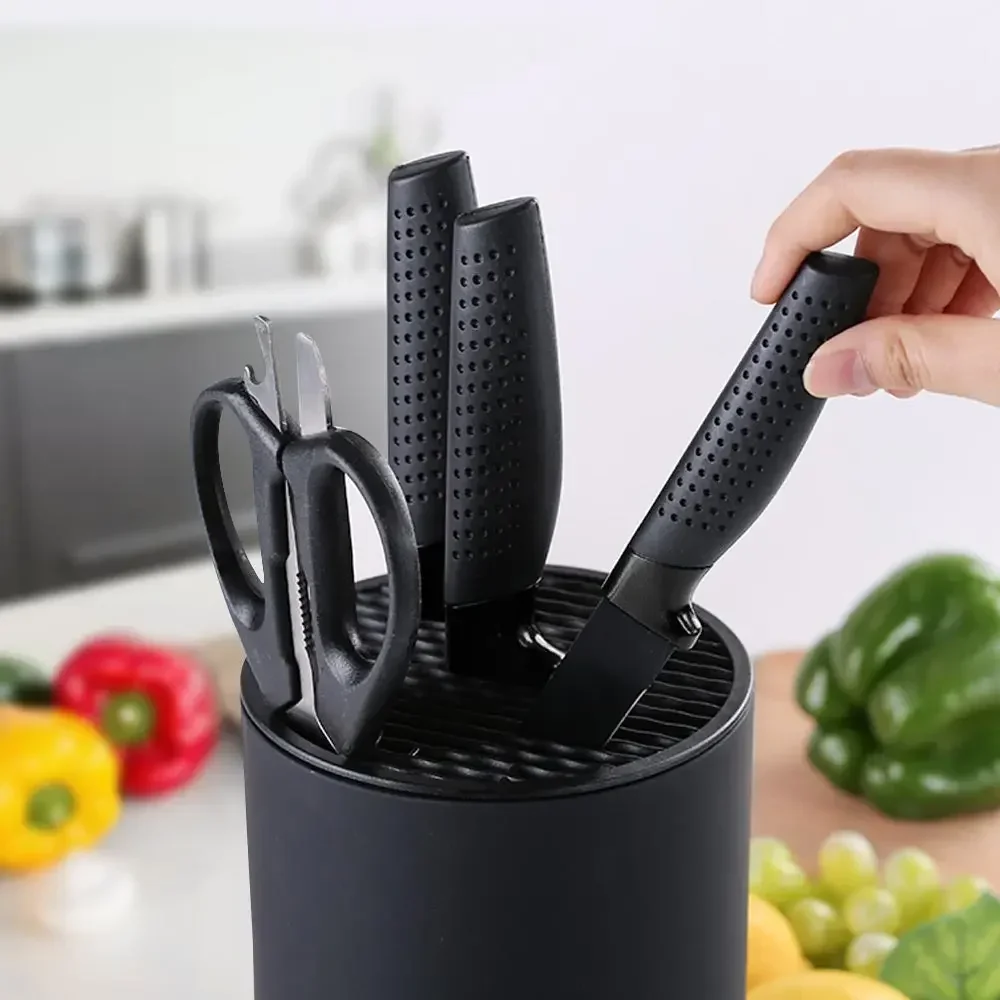 Knife Holder Multi-Function Utensil Stand and Storage Box with Drainer for Flatware, Spoon and Forks