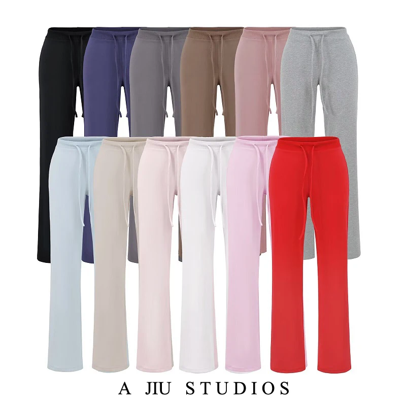 Ultra miękkie, wygodne, zwiewne, luźne spodnie damskie na jesień i wczesną sezon, uniwersalne spodnie z prostymi nogawkami do chodzenia.