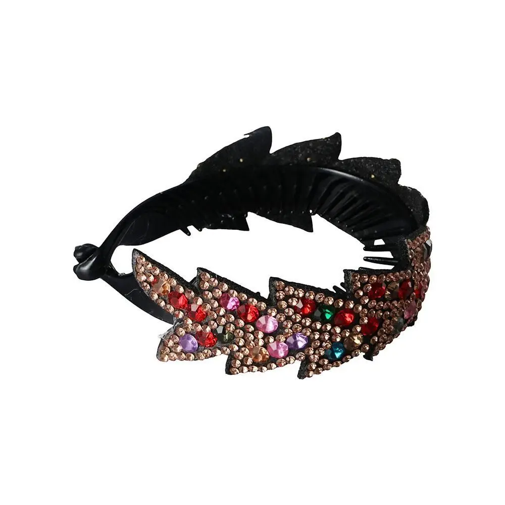 Floral Hair Claw Clips Expandable Style Shiny Finish Bun Maker Headwear Ponytail Buckle Crystal Rhinestone