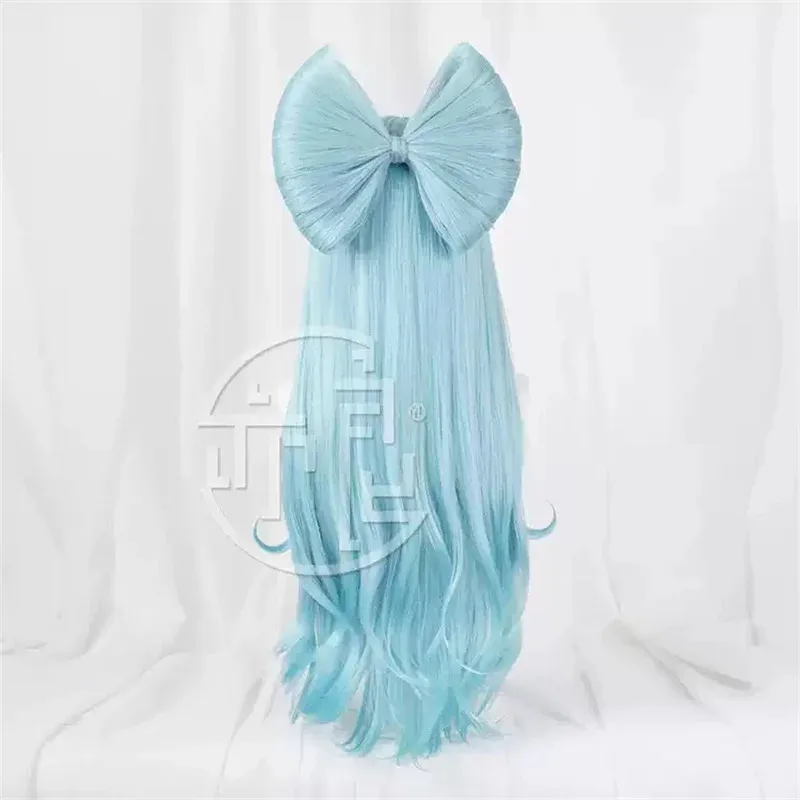 NewGenshin Impact Yumemizuki Mizuki Cosplay Wig Blue Cyan Bow Tie Long Hair Halloween Enchanting Dreams Women Girls Party2025