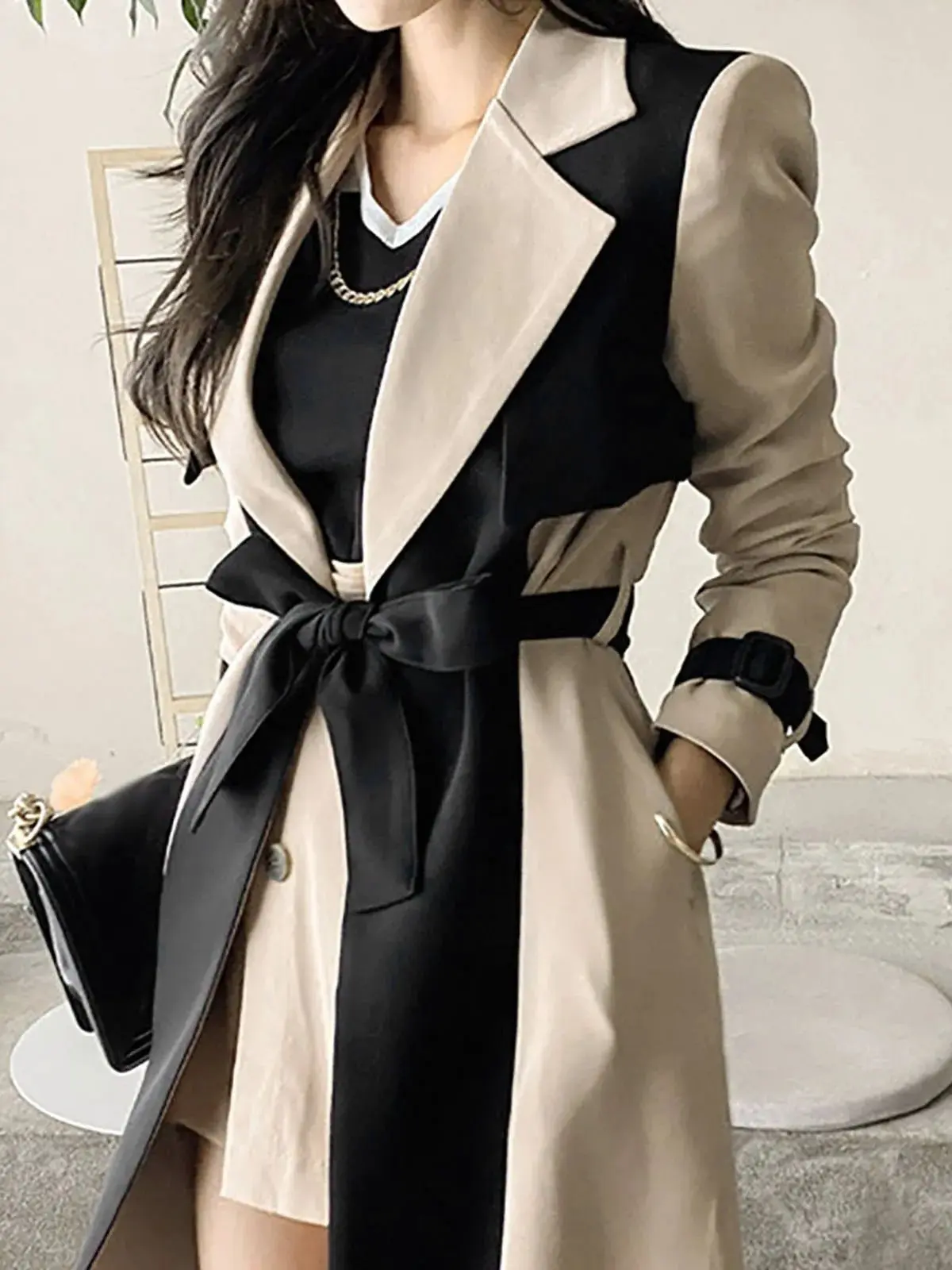 

Casual Long Sve Collar Tied Top Women's Street Sle Loose Fit Long Sved Top Faionable Casual irt