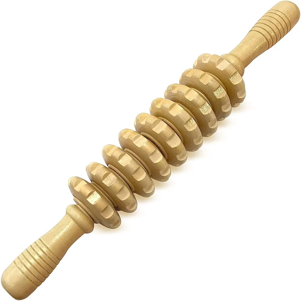 Wooden Back Massager Roller Rope & Handheld Roller Massager Stick,Relax Fascia,Cellulite,Muscle,Back & Abdomen,Therapy Lymphatic